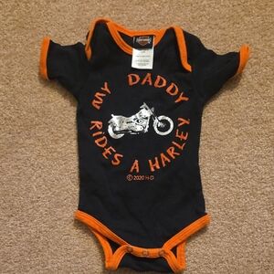 Harley-Davidson Black and Orange Baby Bodysuit